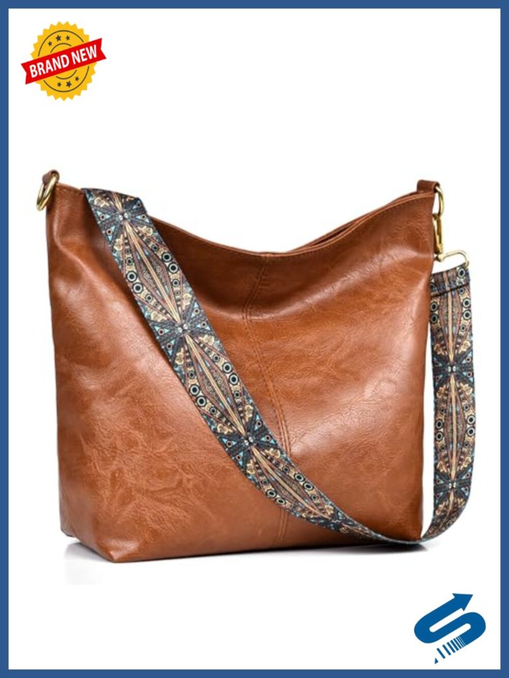 Genuine Leather Hobo Crossbody Bag with Guitar Strap Women